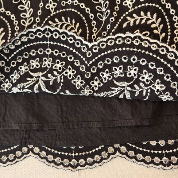 Loft Womens Black White Embroidered Lace Scalloped Hem Skirt Size 6 - Picture 5 of 10